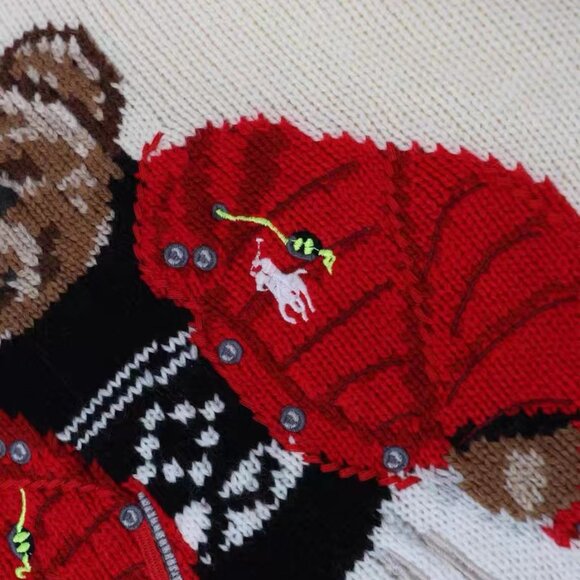 Polo Ralph Lauren Red coat, bear, white sweater - Picture 3 of 6